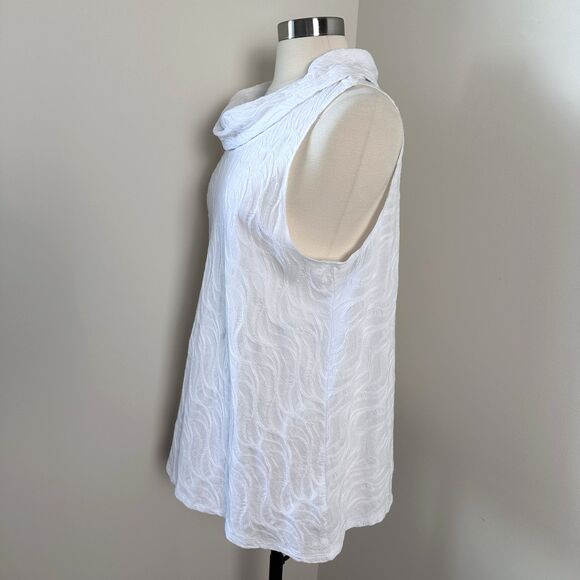Habitat Blouse Tank Womens Large White Mock Neck Pocket Swirl Tank Top - Picture 2 of 10